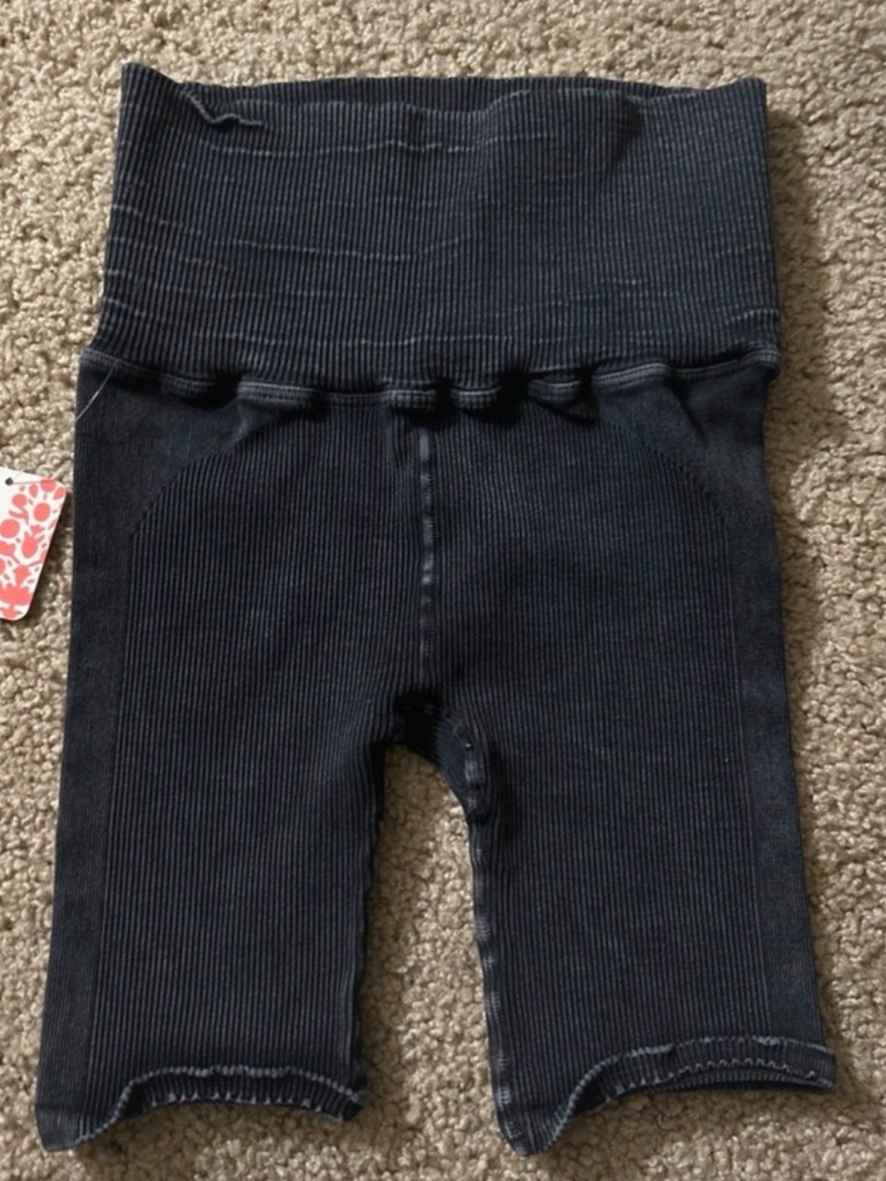 Free People Ribbed High-Waist Kids Shorts - black